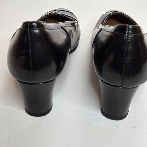 Ros Hommerson Brie Black Leather Heel Pump Extra-Wide Shoe Sz 11WW - Picture 4 of 8